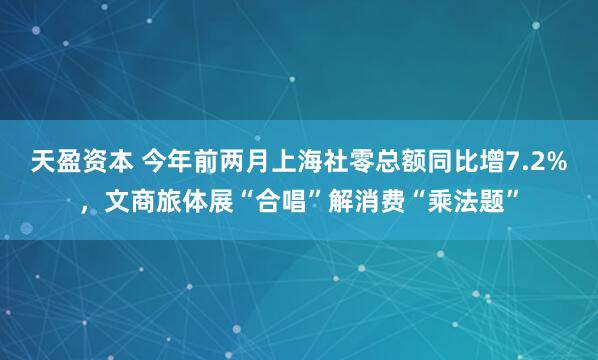 天盈资本 今年前两月上海社零总额同比增7.2%,文商旅体展“合唱”解消费“乘法题”
